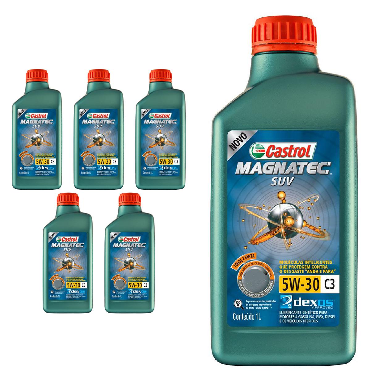 Kit c/ 6L Óleo de Motor Magnatec SUV 5W30 C3 - 3430831 - Castrol - (1)