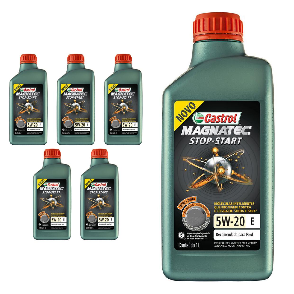 Kit c/ 6L Óleo de Motor Magnatec Start-Stop 5W20 E Sintético - 3423400 - Castrol - (1)