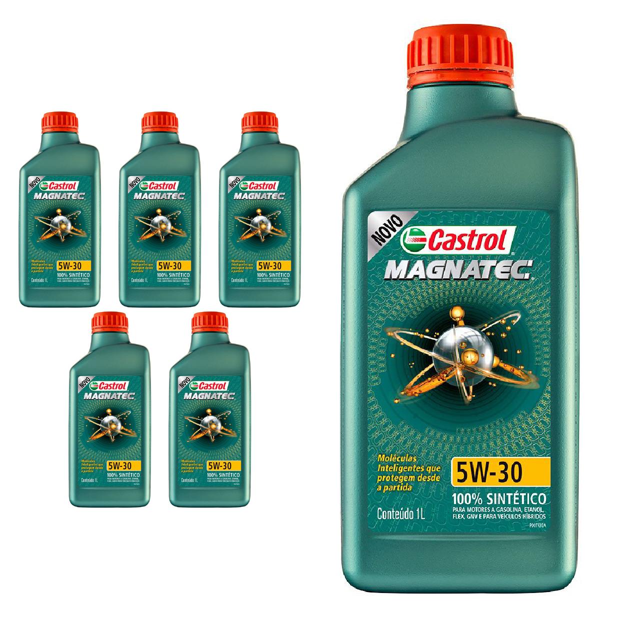 Kit c/ 6L Óleo de Motor Magnatec 5W30 - 3434565 - Castrol - (1)