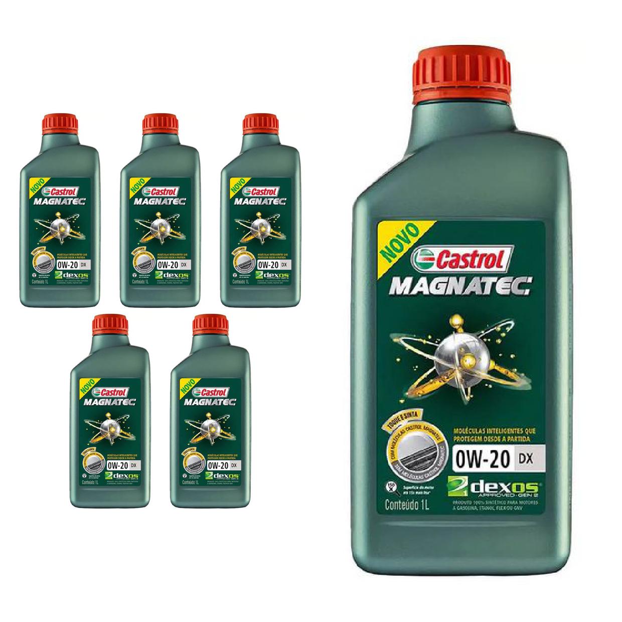 Kit c/ 6L Óleo de Motor Magnatec 0W20 DX Sintético - 3436147 - Castrol - (1)