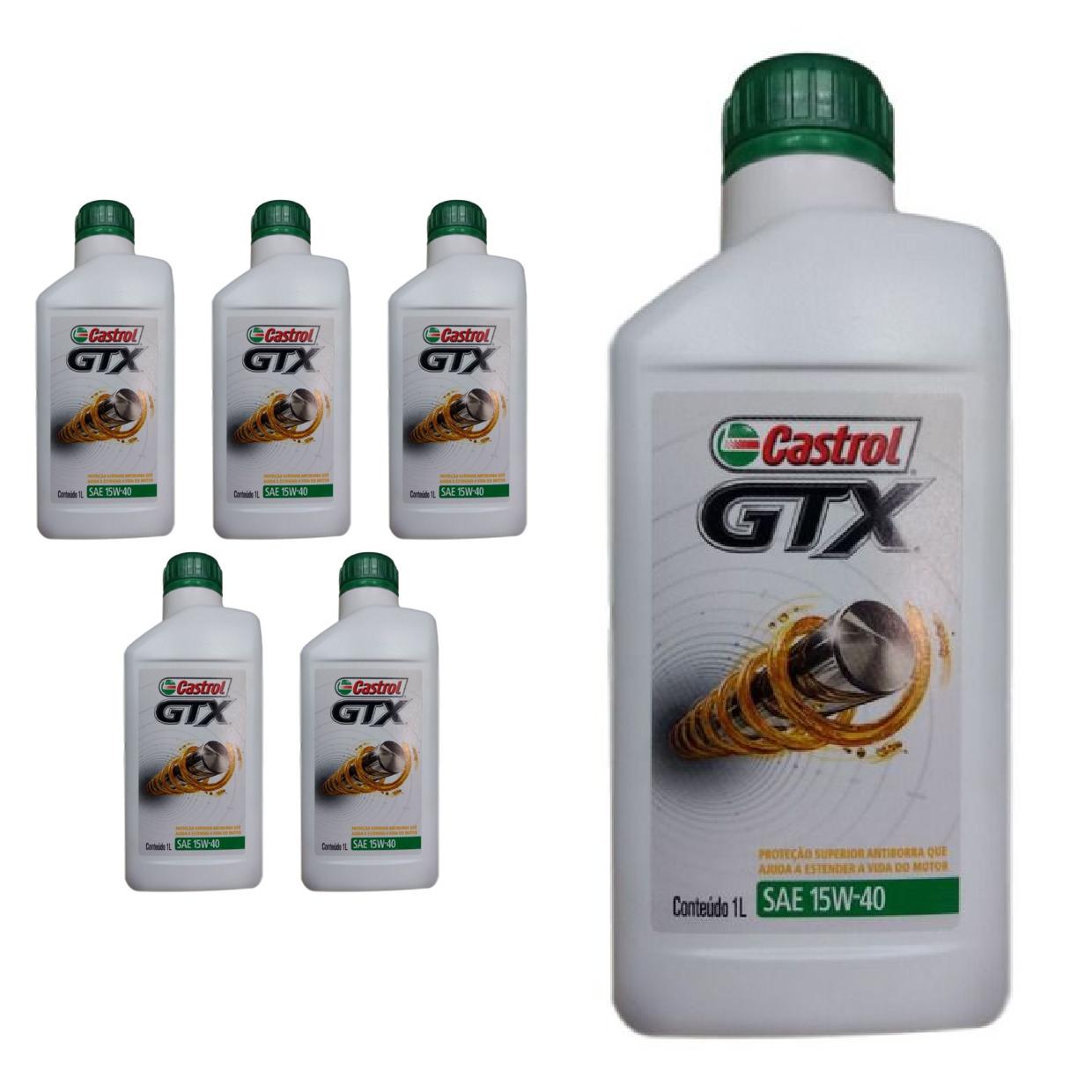 Kit c/ 6L Óleo de Motor GTX Anti-borra 15W40 API SL - 3380133 - Castrol - (1)