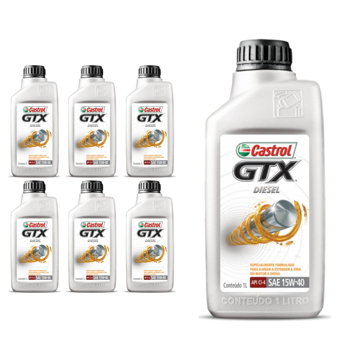 Kit c/ 7L Óleo de Motor GTX Diesel 15W40 - 3394863 - Castrol - (1)