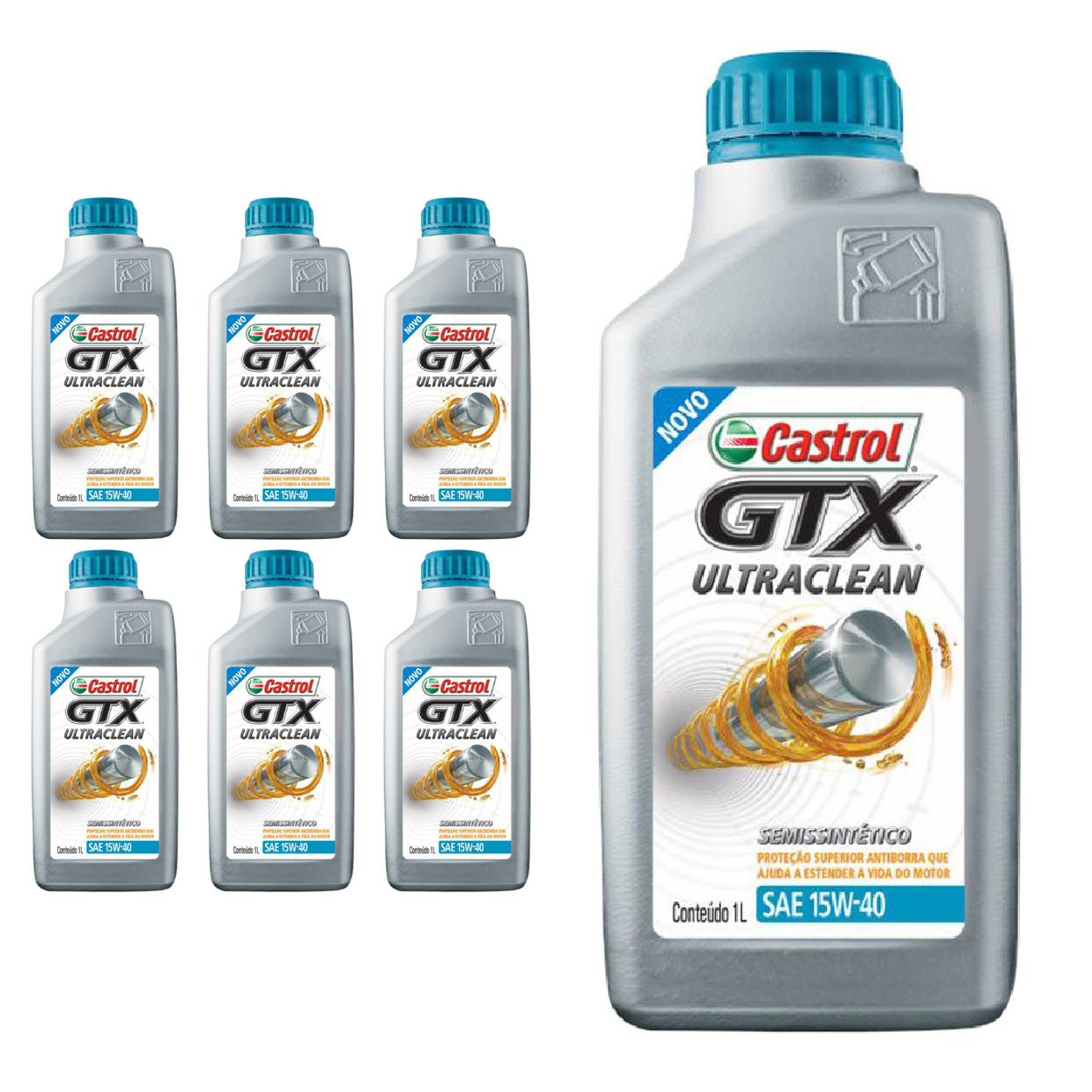 Kit c/ 7L Óleo de Motor GTX Ultraclean 15W40 Semissintético - 3417898 - Castrol - (1)