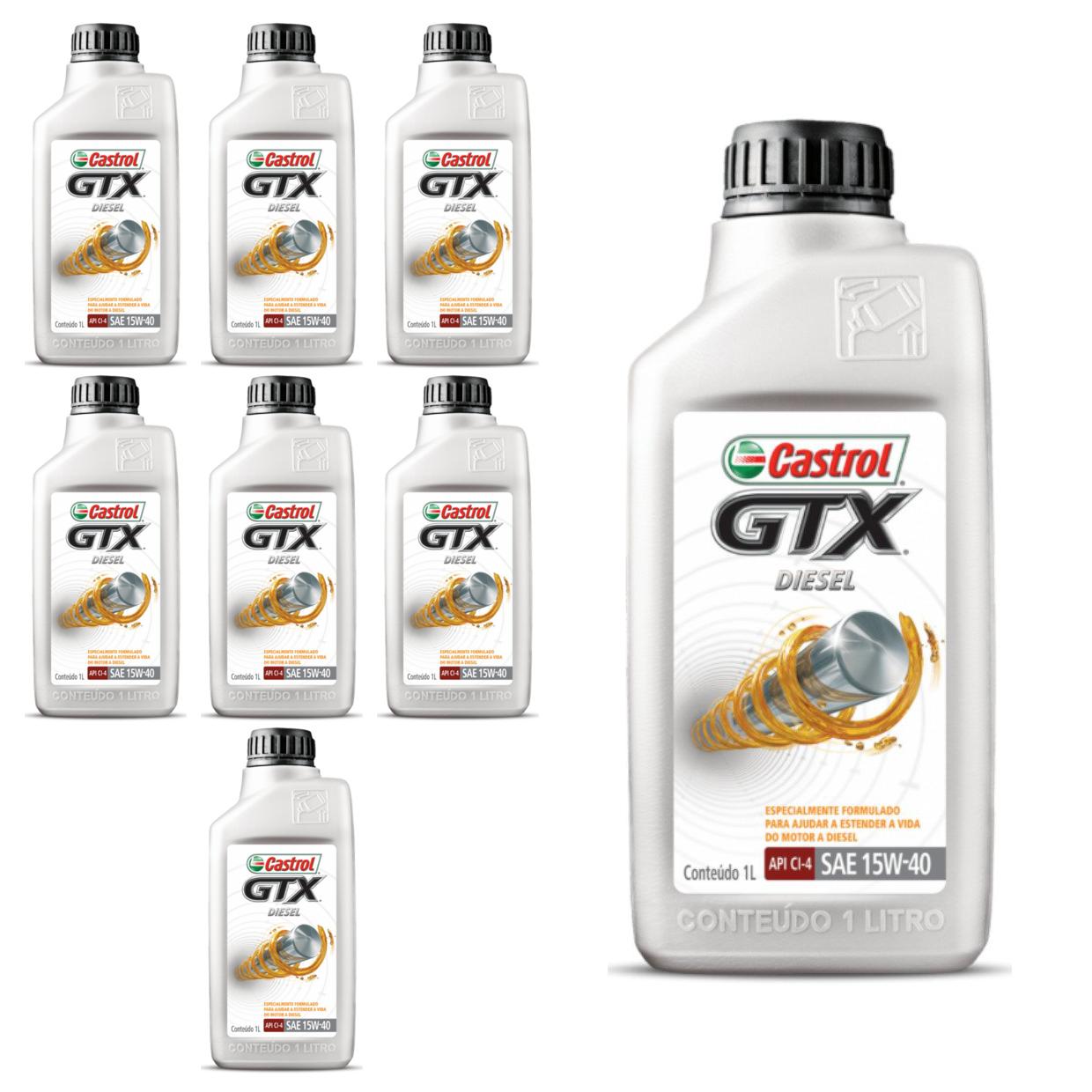 Kit c/ 8L Óleo de Motor GTX Diesel 15W40 - 3394863 - Castrol - (1)