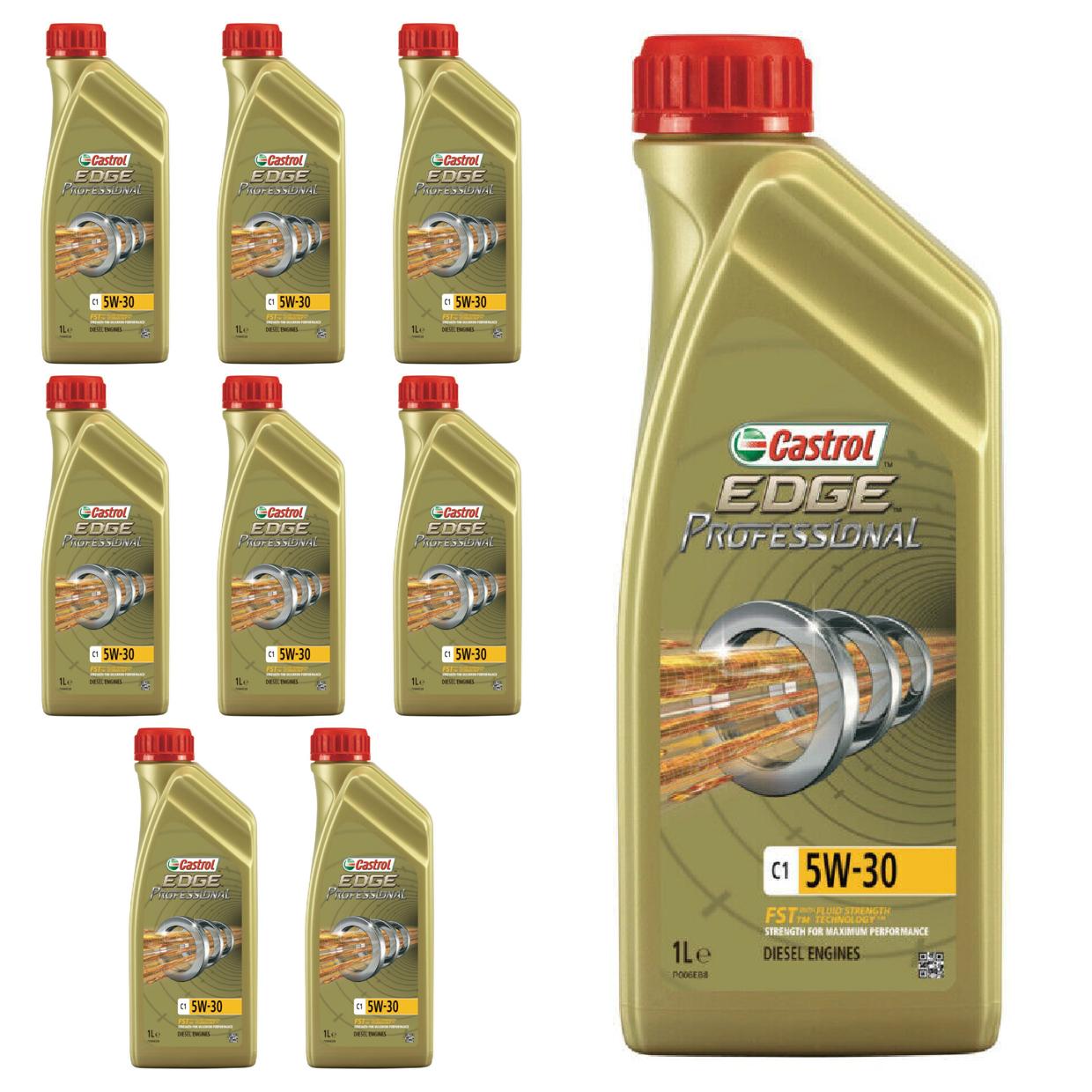 Kit c/ 9L Óleo de Motor Edge Professional C1 5W30 - 3435580 - Castrol - (1)