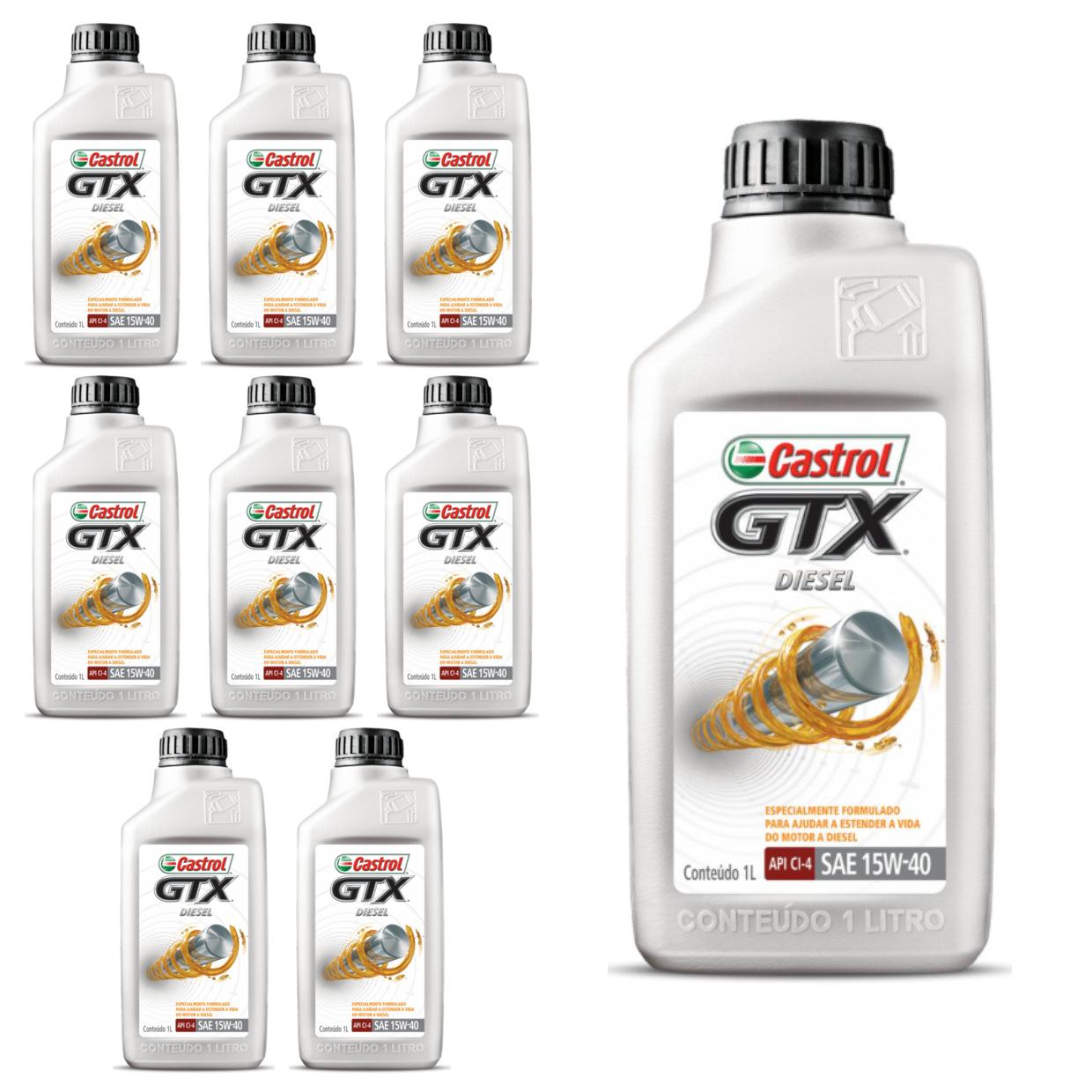 Kit c/ 9L Óleo de Motor GTX Diesel 15W40 - 3394863 - Castrol - (1)
