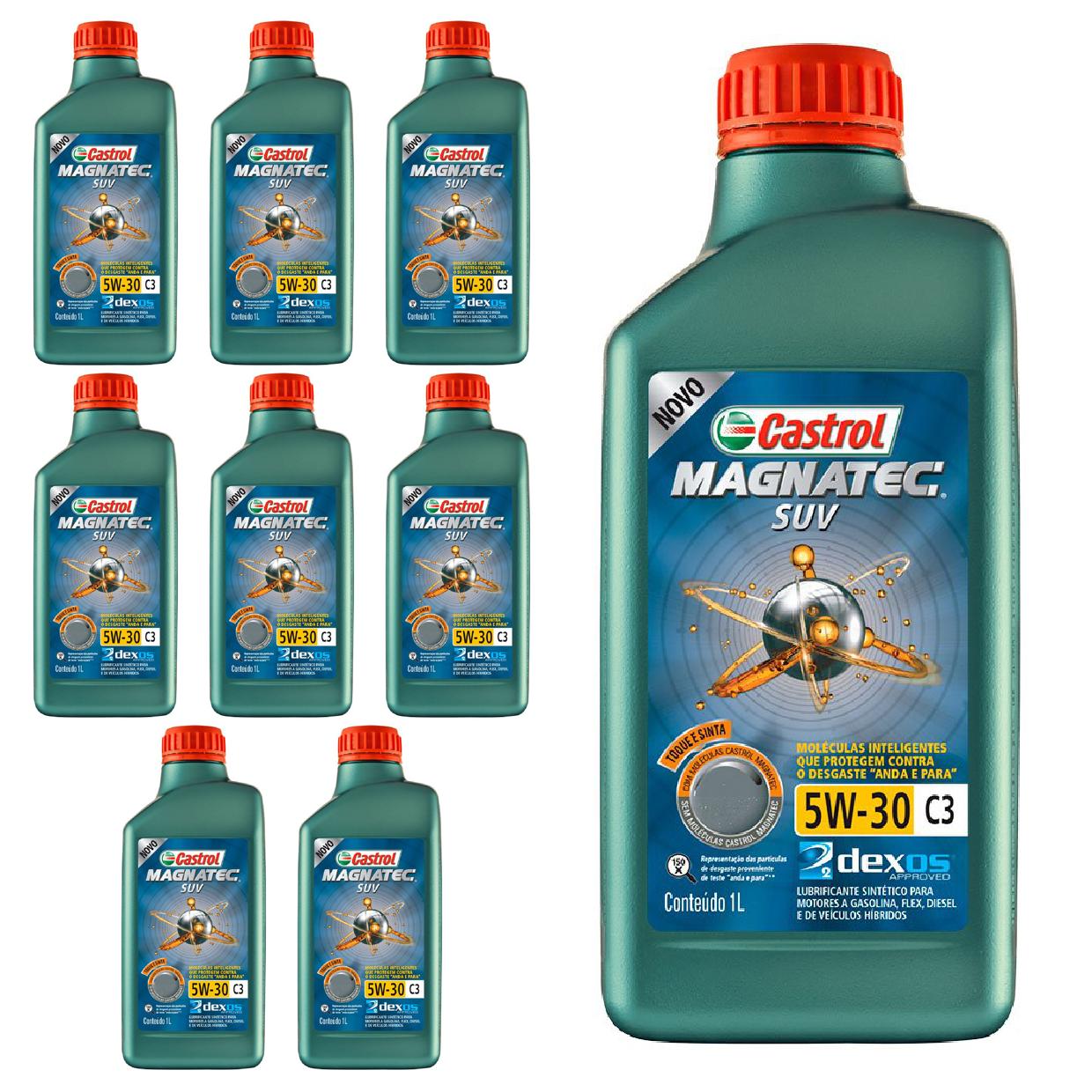 Kit c/ 9L Óleo de Motor Magnatec SUV 5W30 C3 - 3430831 - Castrol - (1)