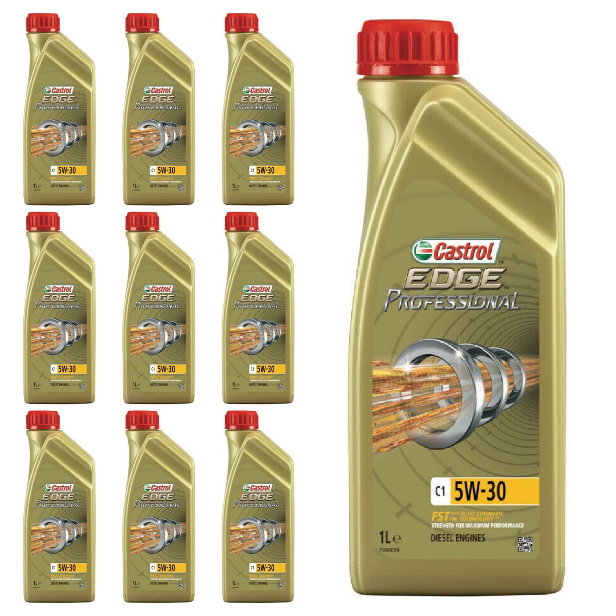 Kit c/ 10L Óleo de Motor Edge Professional C1 5W30 - 3435580 - Castrol - (1)
