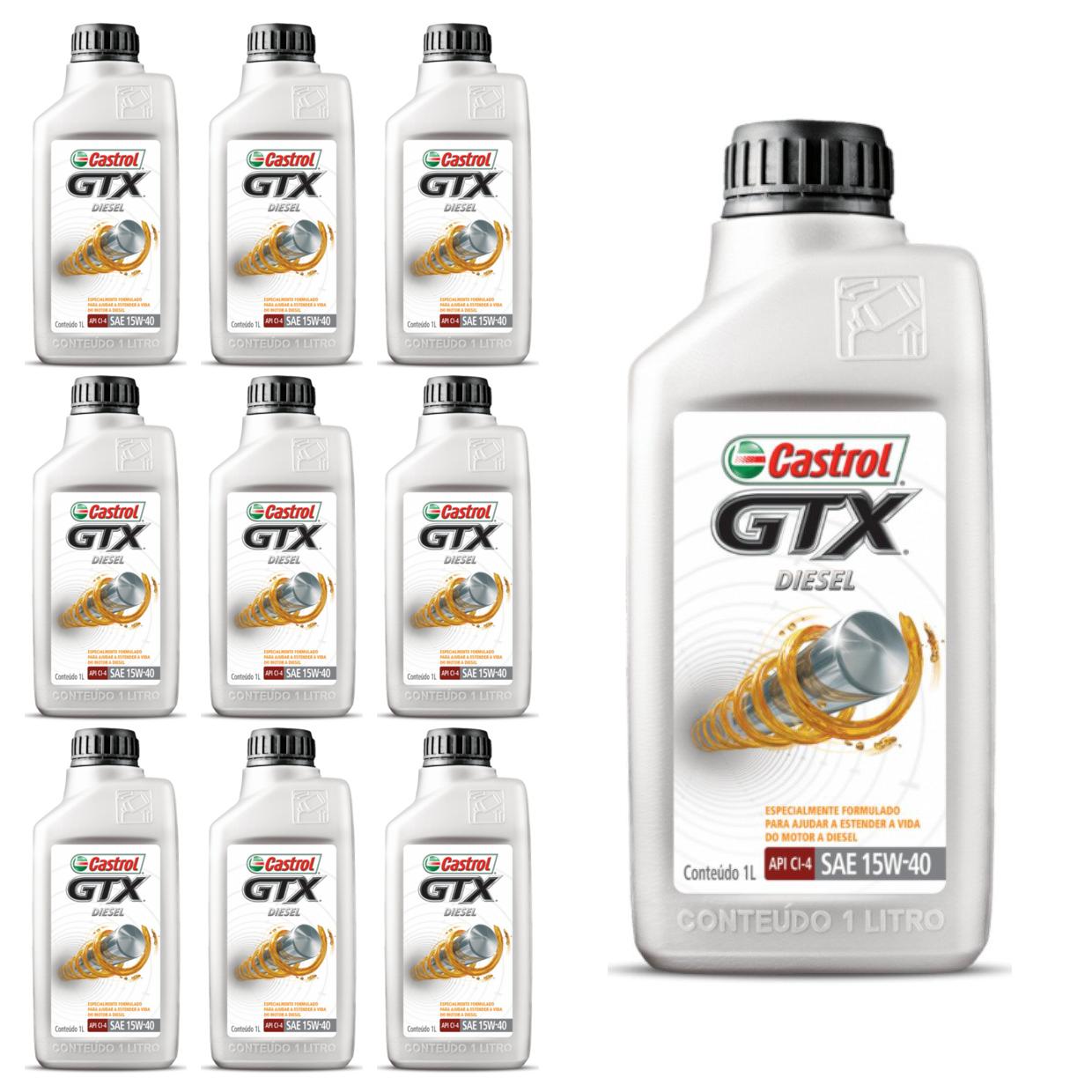 Kit c/ 10L Óleo de Motor GTX Diesel 15W40 - 3394863 - Castrol - (1)