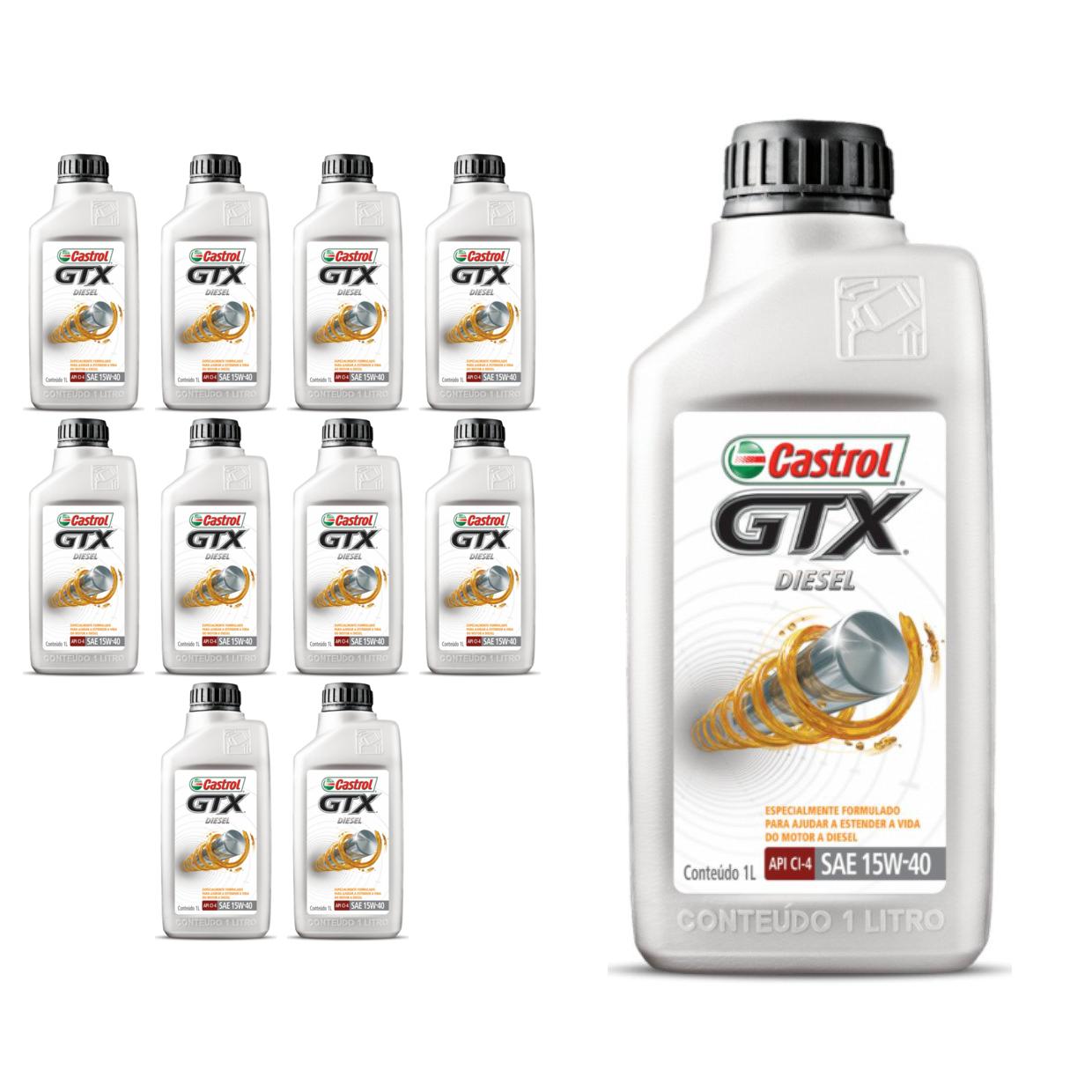 Kit c/ 11L Óleo de Motor GTX Diesel 15W40 - 3394863 - Castrol - (1)