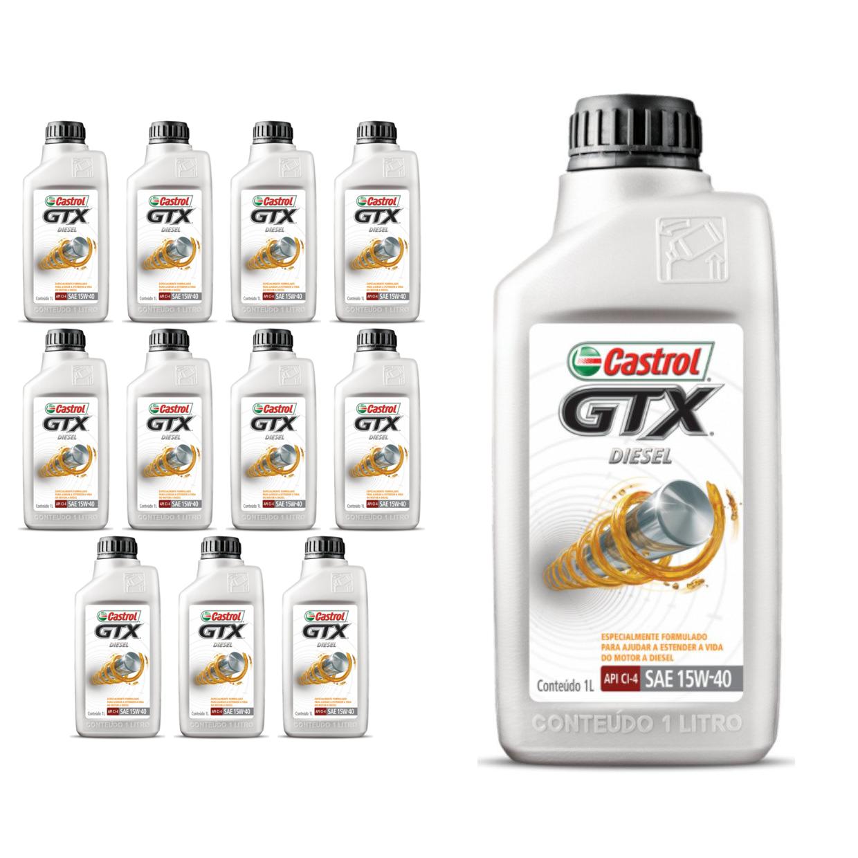 Kit c/ 12L Óleo de Motor GTX Diesel 15W40 - 3394863 - Castrol - (1)