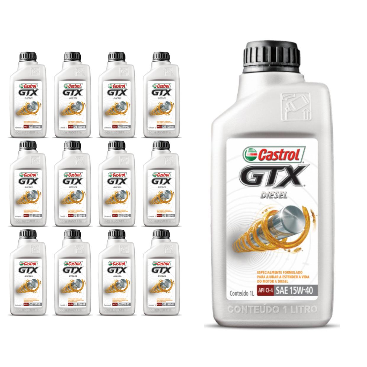 Kit c/ 13L Óleo de Motor GTX Diesel 15W40 - 3394863 - Castrol - (1)