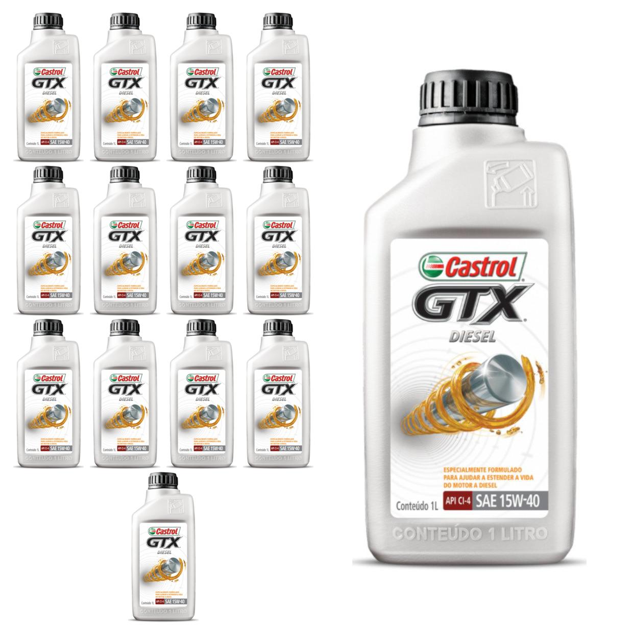 Kit c/ 14L Óleo de Motor GTX Diesel 15W40 - 3394863 - Castrol - (1)