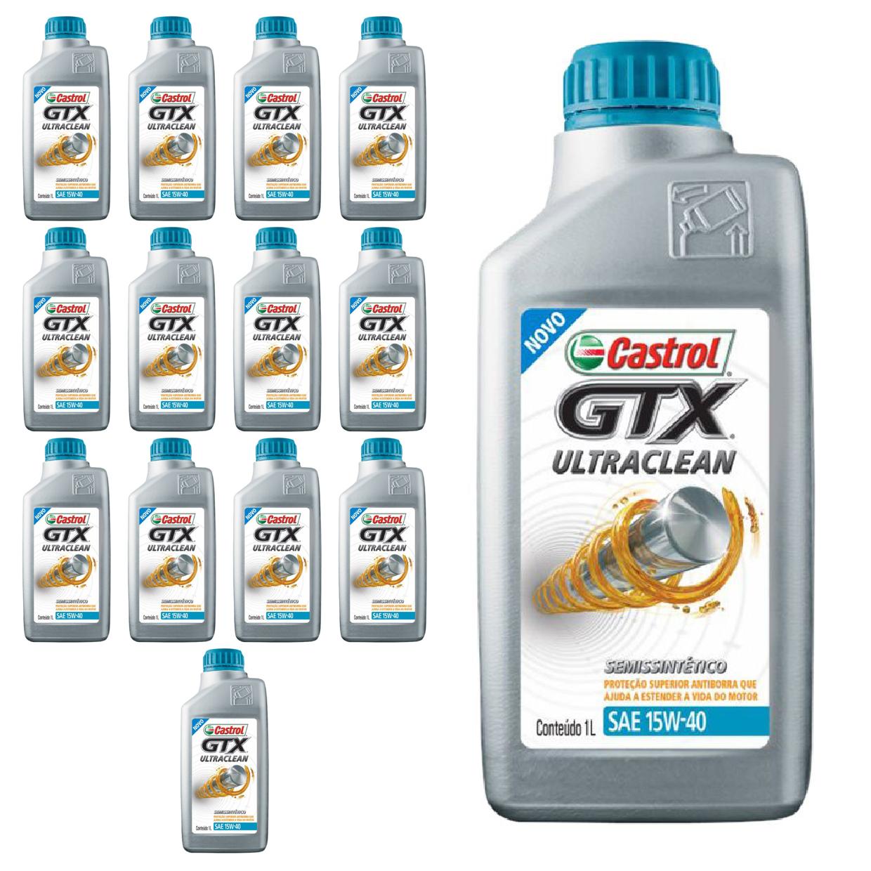 Kit c/ 14L Óleo de Motor GTX Ultraclean 15W40 Semissintético - 3417898 - Castrol - (1)