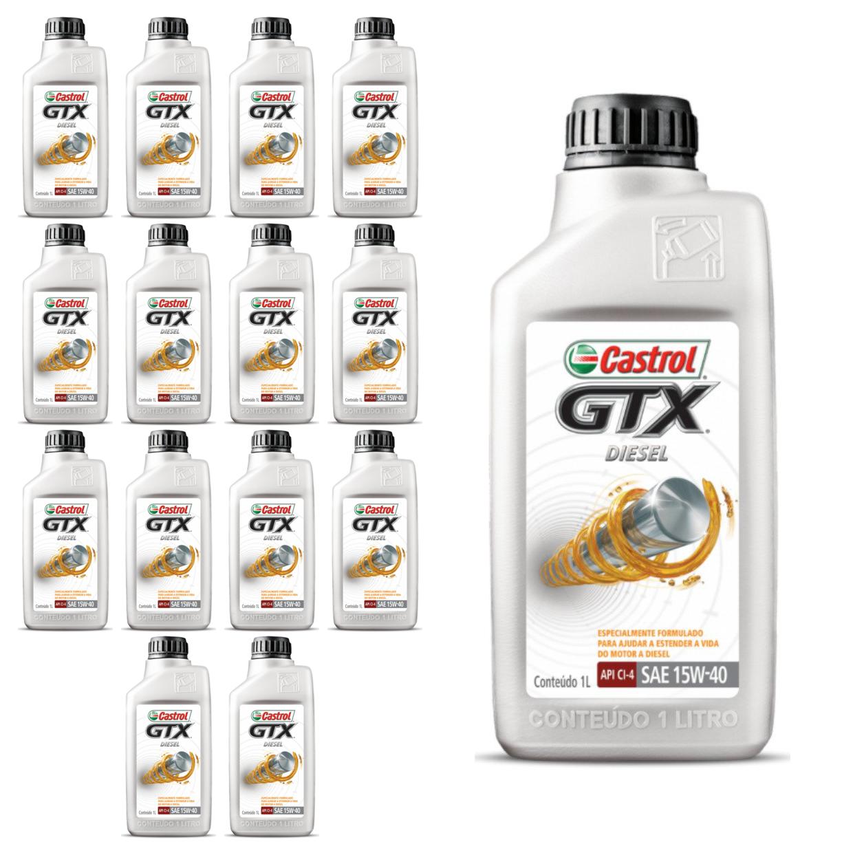 Kit c/ 15L Óleo de Motor GTX Diesel 15W40 - 3394863 - Castrol - (1)