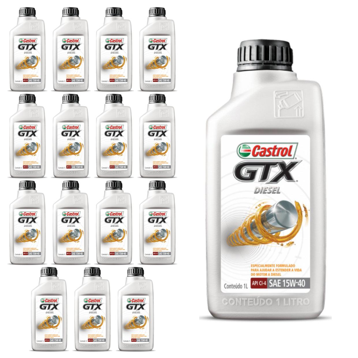 Kit c/ 16L Óleo de Motor GTX Diesel 15W40 - 3394863 - Castrol - (1)