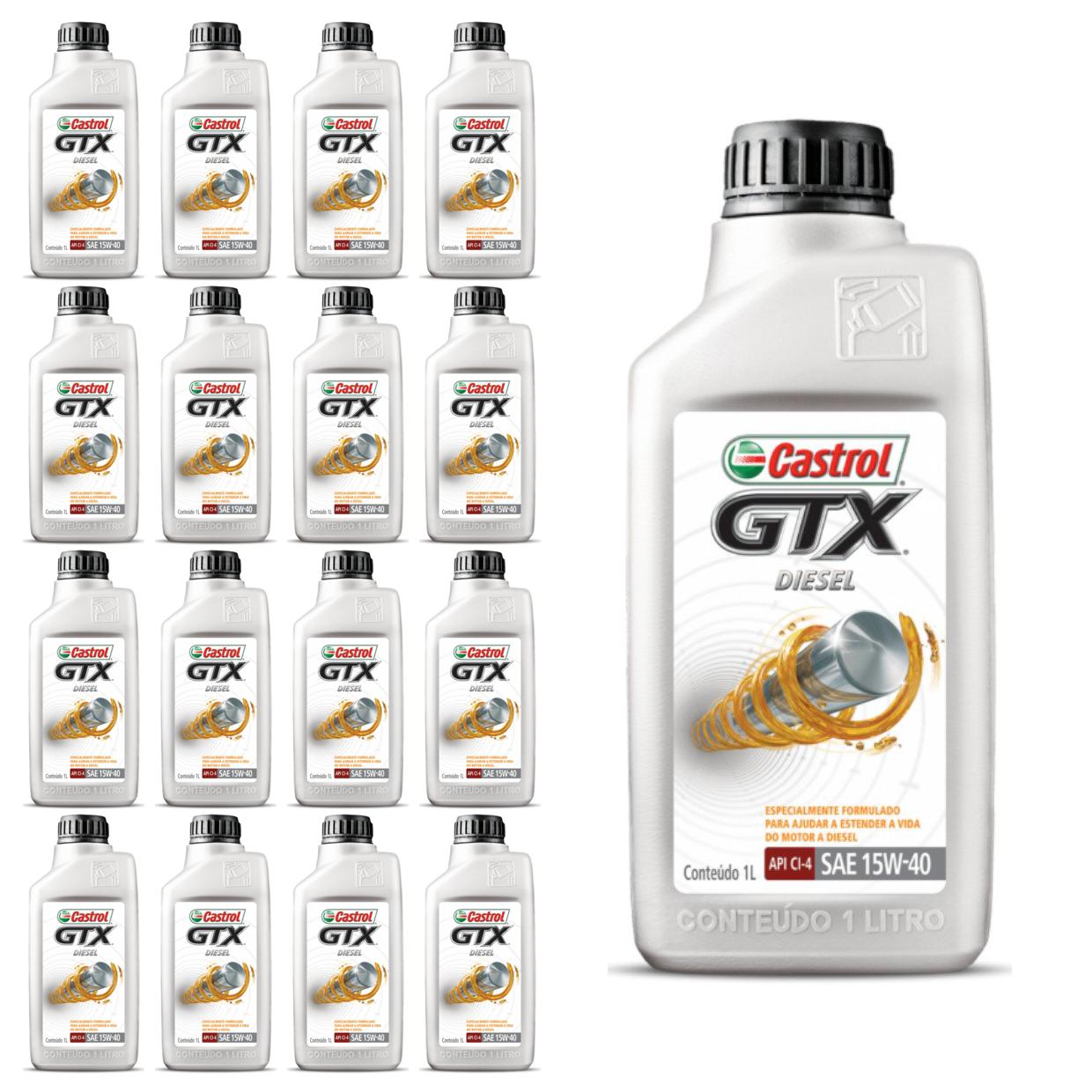 Kit c/ 17L Óleo de Motor GTX Diesel 15W40 - 3394863 - Castrol - (1)