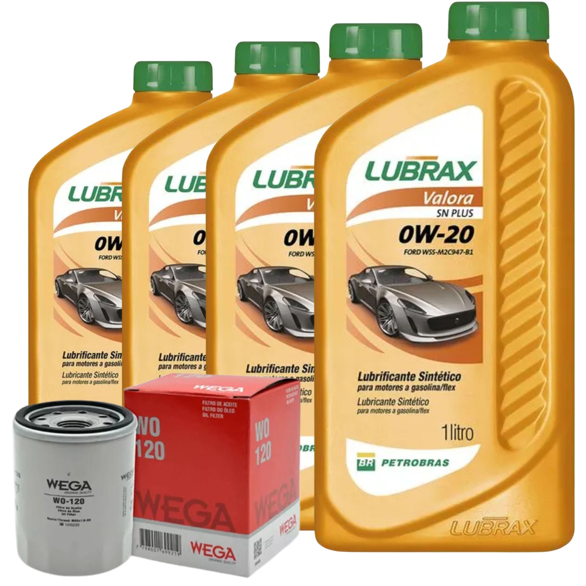 Kit 4 Litros de Óleo 0W20 Lubrax Valora e Filtro de Óleo - Lubrax / Wega - 0W20SNPLUSSINT / WO-120 - (1)