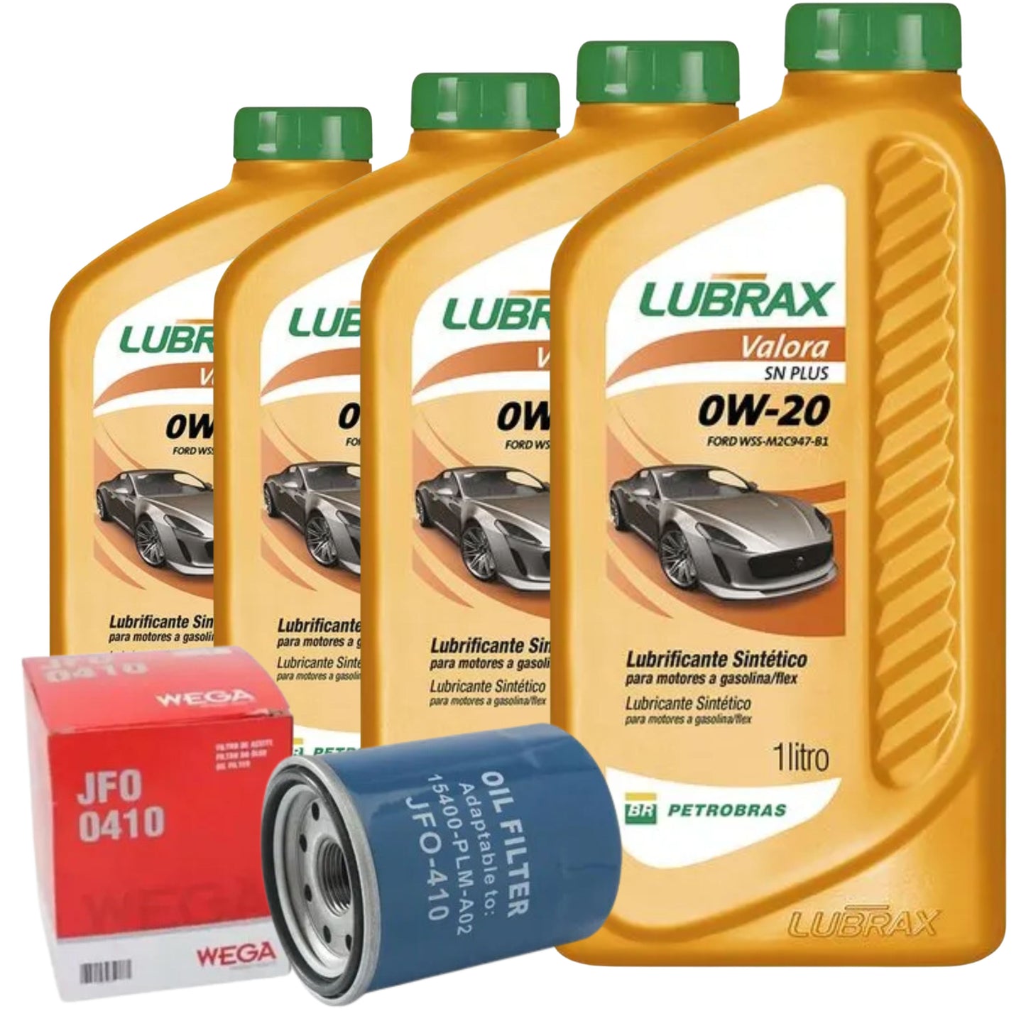 Kit 4 Litros de Óleo 0W20 Lubrax Valora e Filtro de Óleo - Lubrax / Wega - 0W20SNPLUSSINT / JFO-0410 - (1)