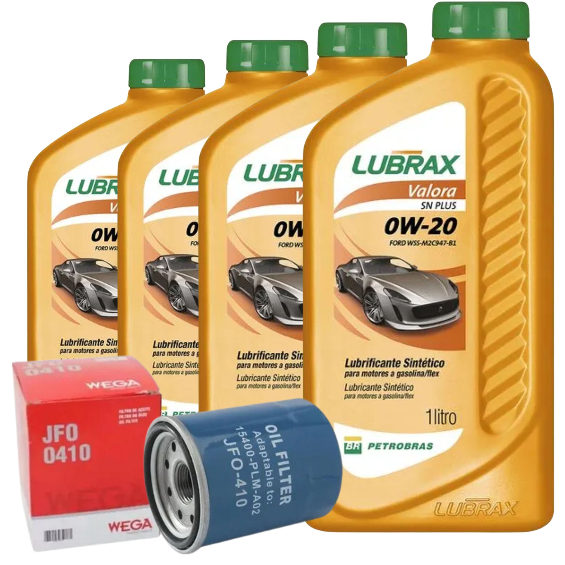 Kit 4 Litros de Óleo 0W20 Lubrax Valora e Filtro de Óleo - Lubrax / Wega - 0W20SNPLUSSINT / JFO-0410 - (1)