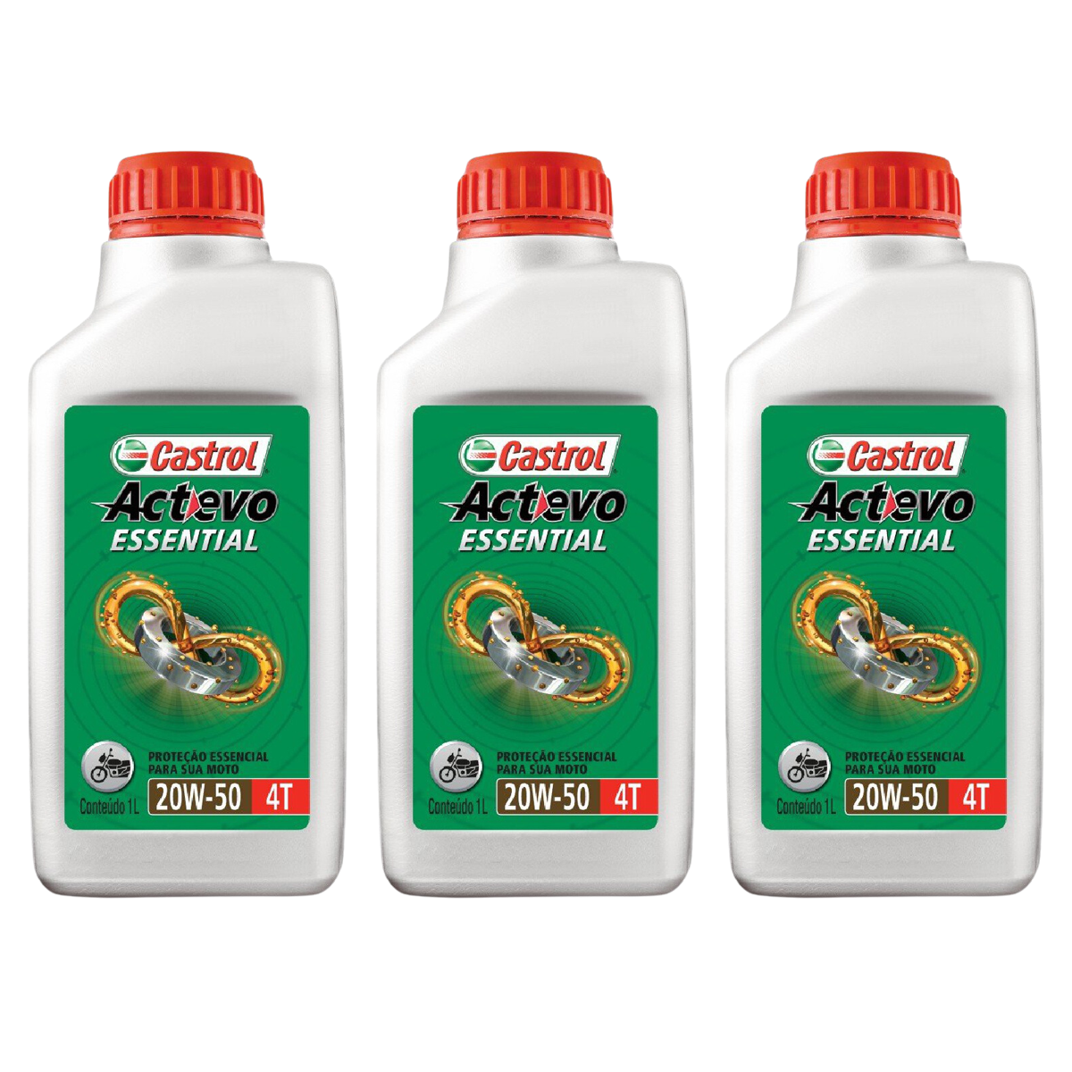Kit 3 Litros Óleo Motor Moto Actevo Essential 20W50 Api Sl Mineral - Castrol - 3419247 - (1)