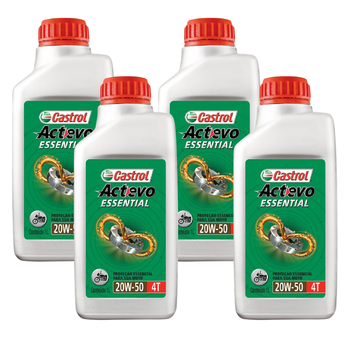 Kit 4 Litros Óleo Motor Moto Actevo Essential 20W50 Api Sl Mineral - Castrol - 3419247 - (1)