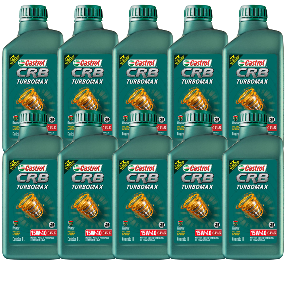 Kit 10 Litros Óleo Motor Crb Turbomax 15W40 Ci-4/Sl/E7 Mineral - Castrol - 3425005 - (1)