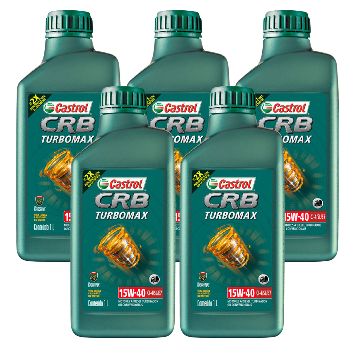 Kit 5 Litros Óleo Motor Crb Turbomax 15W40 Ci-4/Sl/E7 Mineral - Castrol - 3425005 - (1)