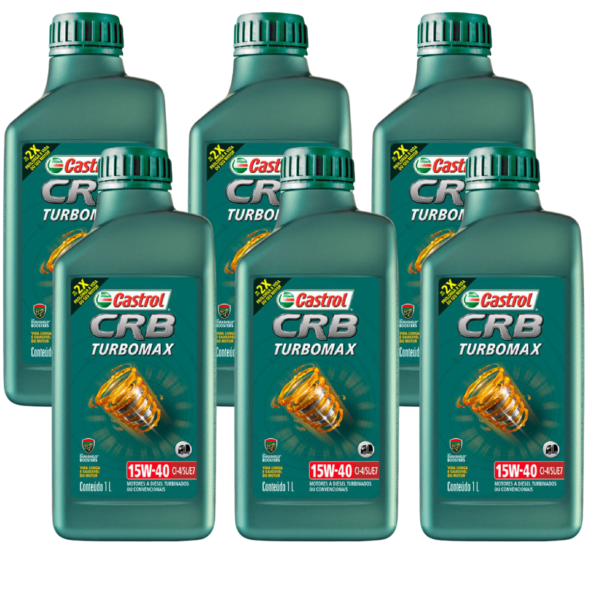 Kit 6 Litros Óleo Motor Crb Turbomax 15W40 Ci-4/Sl/E7 Mineral - Castrol - 3425005 - (1)