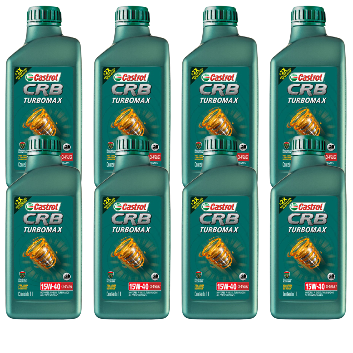 Kit 8 Litros Óleo Motor Crb Turbomax 15W40 Ci-4/Sl/E7 Mineral - Castrol - 3425005 - (1)