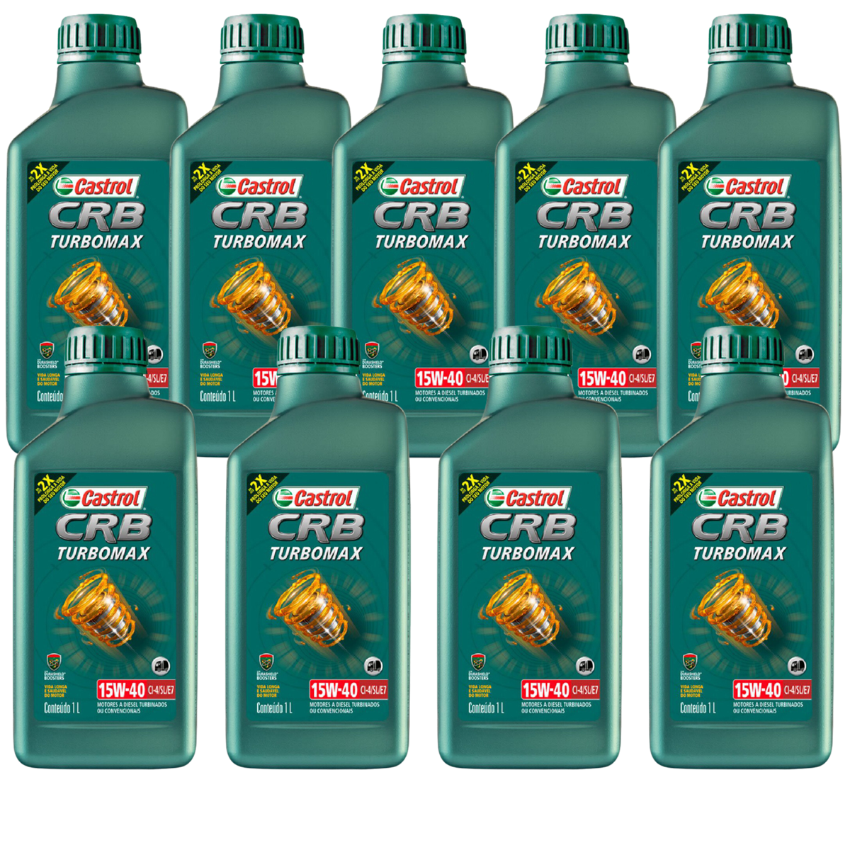 Kit 9 Litros Óleo Motor Crb Turbomax 15W40 Ci-4/Sl/E7 Mineral - Castrol - 3425005 - (1)