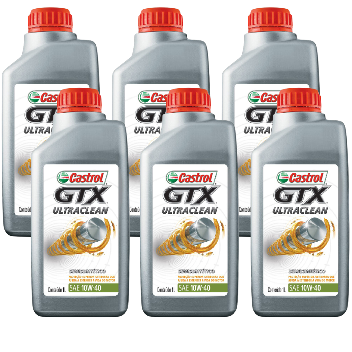 Kit 6 Litros Óleo Motor Gtx 10W40 Api Sn Semissintético - Castrol - 3436727 - (1)