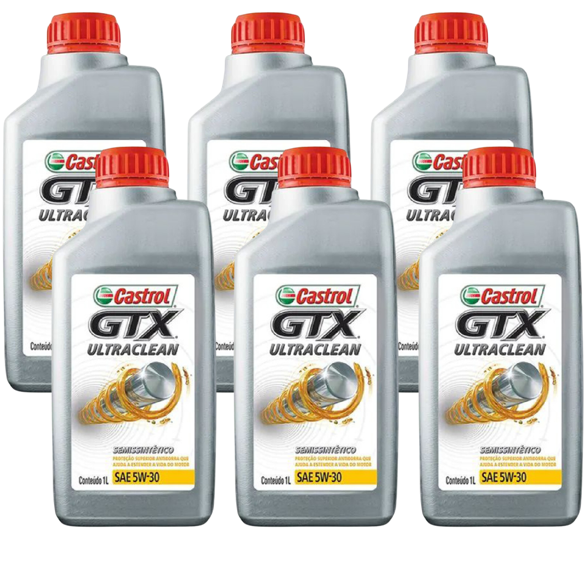 Kit 6 Litros Óleo Motor Gtx 5W30 Api Sn Semissintético - Castrol - 3435995 - (1)