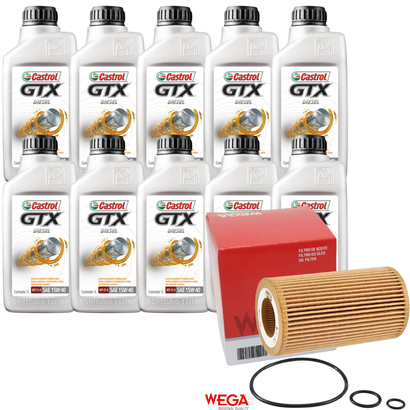 Kit Filtro e 10L Óleo Motor 15W40 GTX - Castrol / Wega - 3394863 / WOE-300/1 - (1)