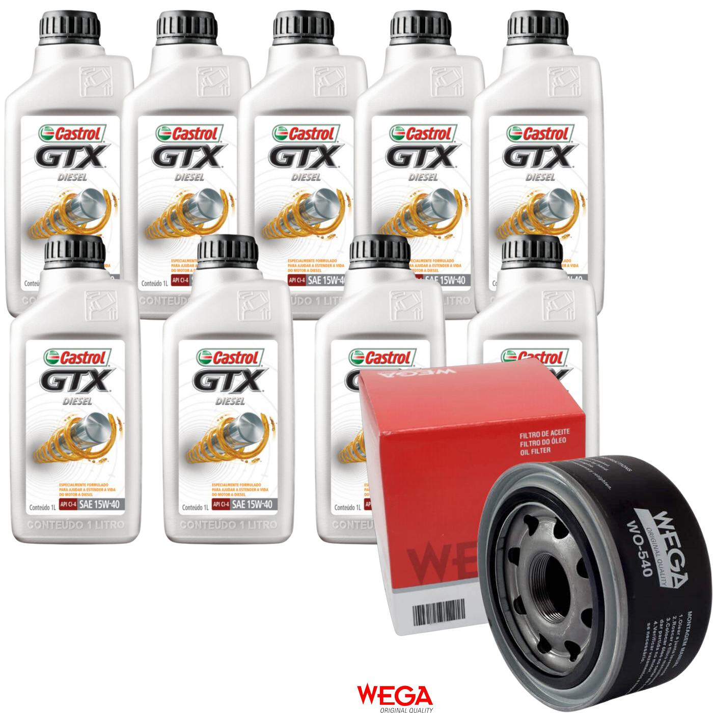 Kit Filtro e 9L Óleo Motor 15W40 GTX - Castrol / Wega - 3394863 / WO-540 - (1)