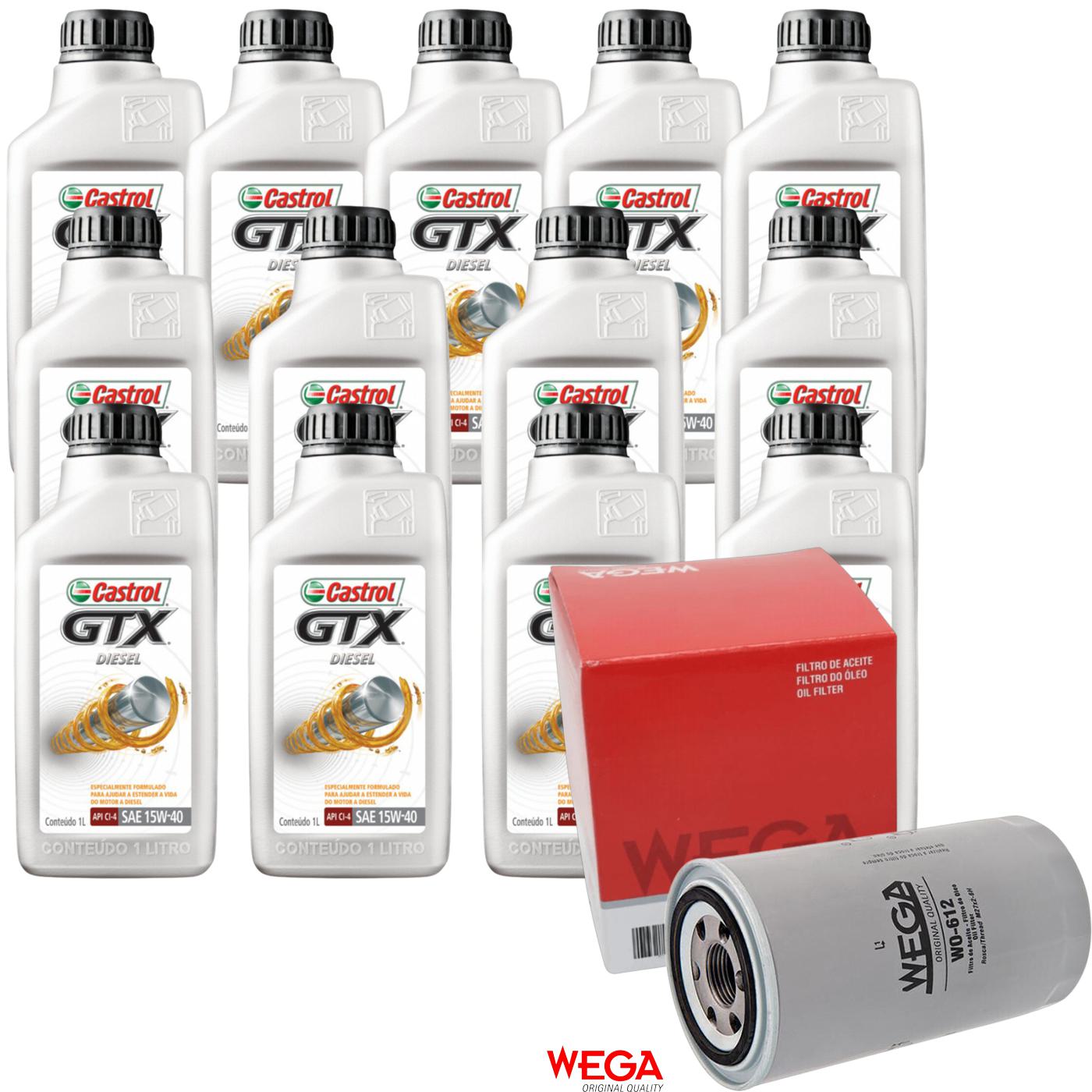 Kit Filtro e 13L Óleo Motor 15W40 GTX - Castrol / Wega - 3394863 / WO-612 - (1)