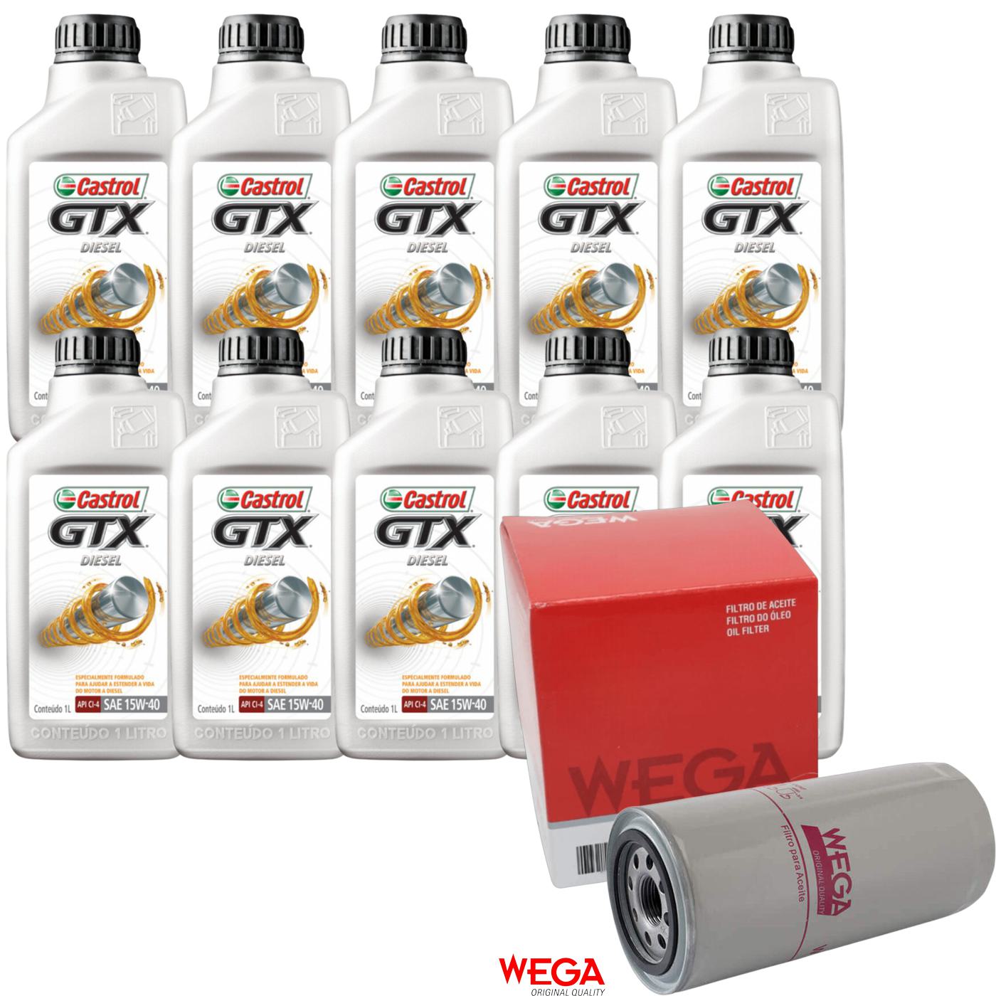 Kit Filtro e 10L Óleo Motor 15W40 GTX - Castrol / Wega - 3394863 / WO-480 - (1)