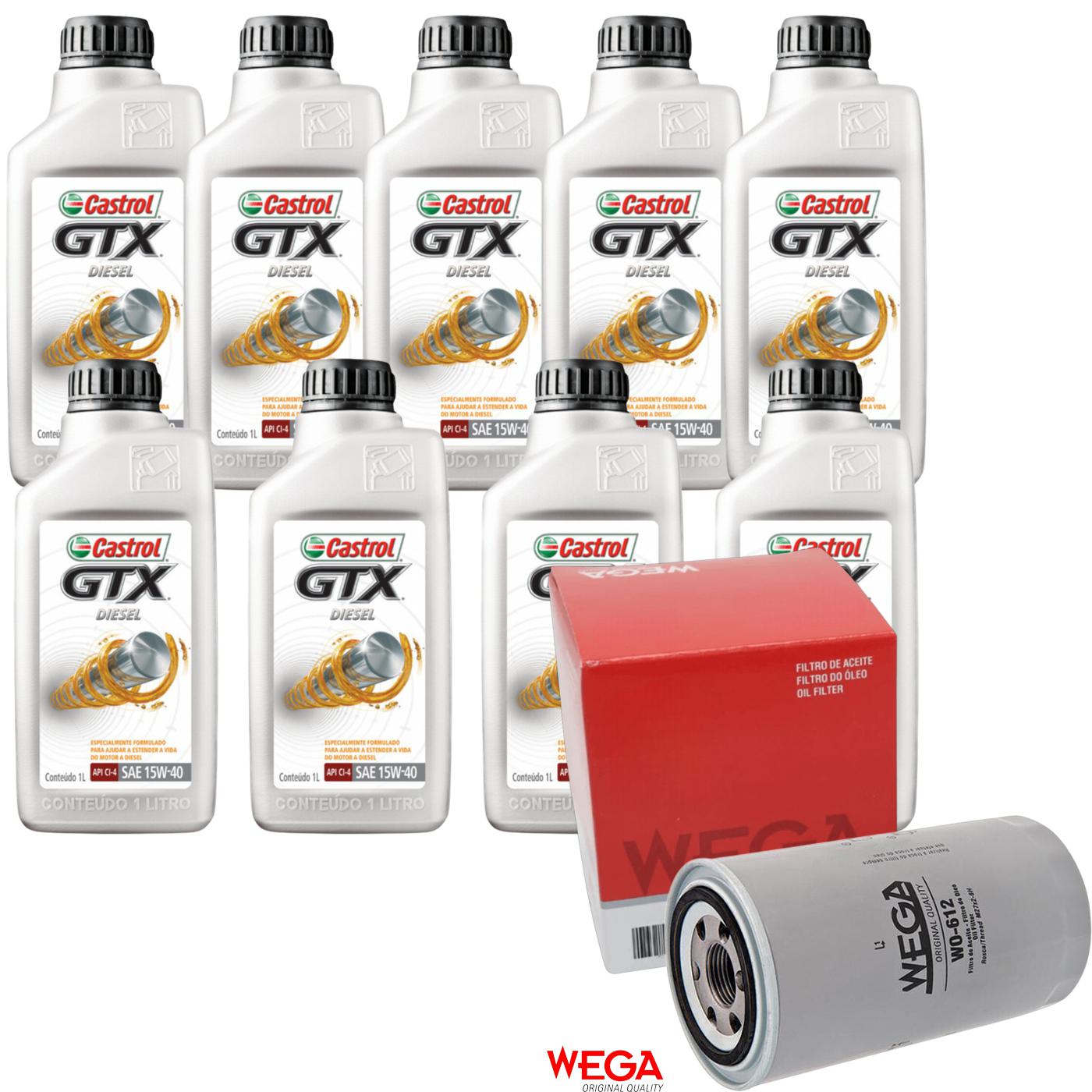 Kit Filtro e 9L Óleo Motor 15W40 GTX - Castrol / Wega - 3394863 / WO-612 - (1)