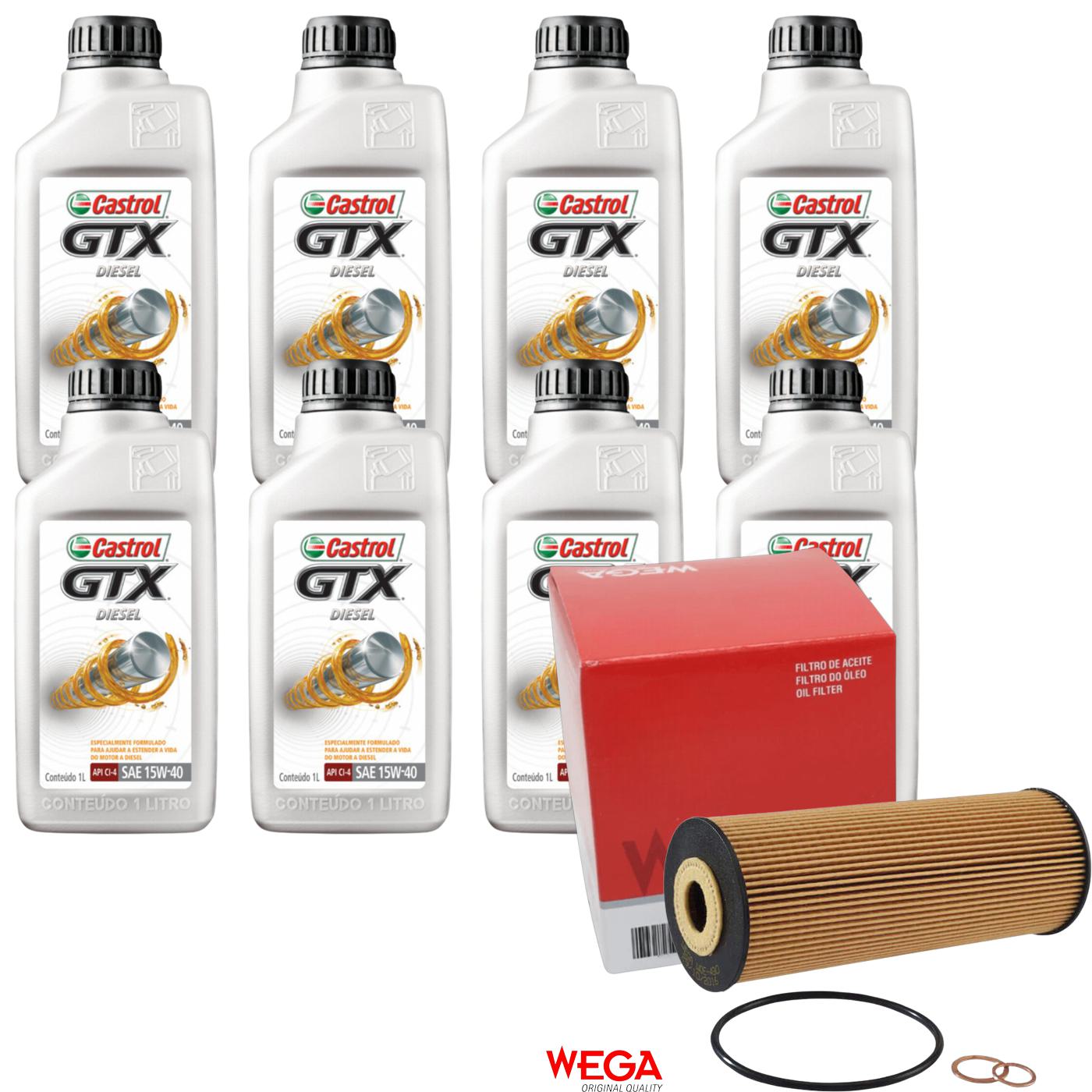 Kit Filtro e 8L Óleo Motor 15W40 GTX - Castrol / Wega - 3394863 / WOE-430 - (1)