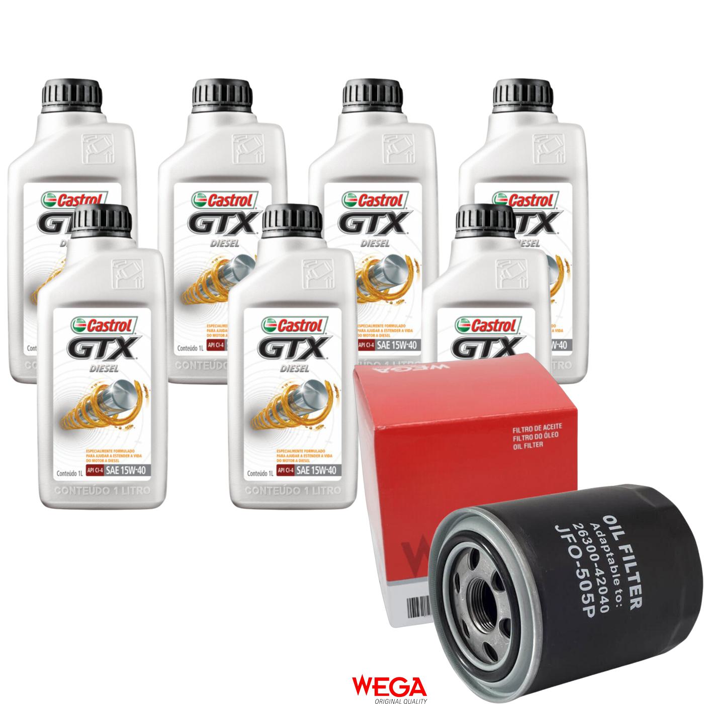 Kit Filtro e 7L Óleo Motor 15W40 GTX - Castrol / Wega - 3394863 / JFO-0505P - (1)