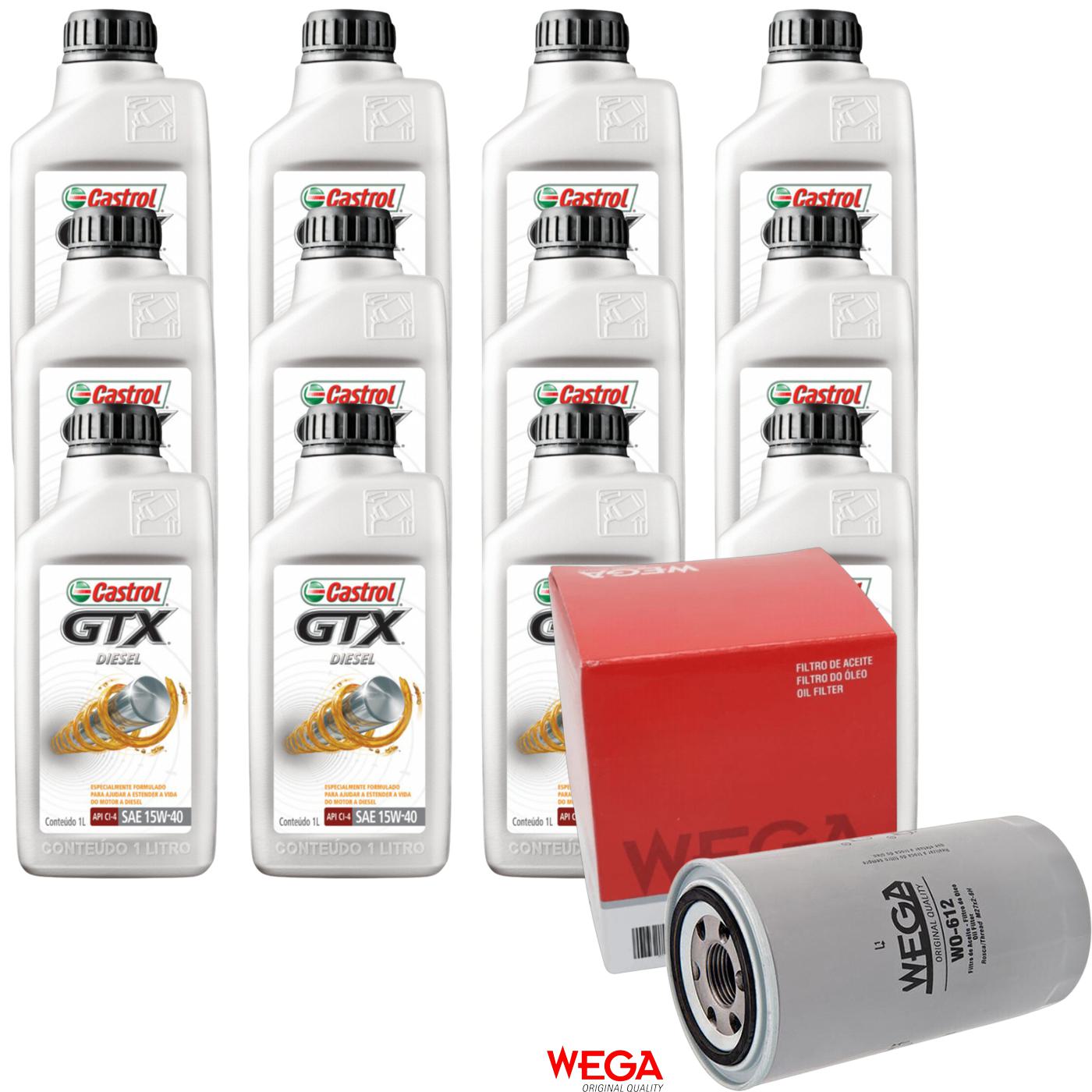 Kit Filtro e 12L Óleo Motor 15W40 GTX - Castrol / Wega - 3394863 / WO-612 - (1)