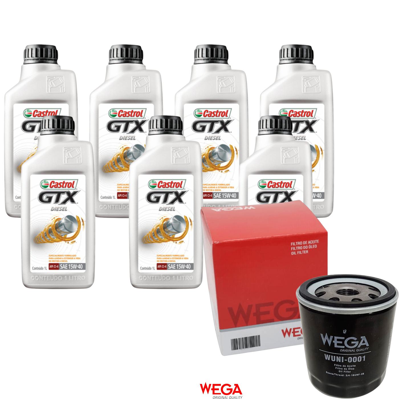 Kit Filtro e 7L Óleo Motor 15W40 GTX - Castrol / Wega - 3394863 / WUNI-0001 - (1)