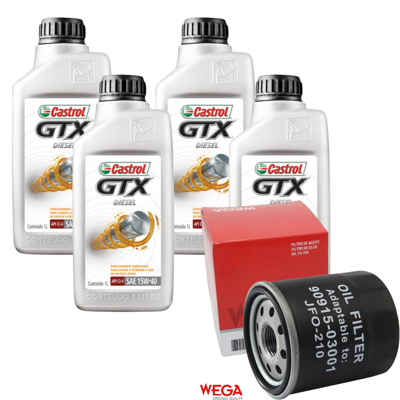 Kit Filtro e 4L Óleo Motor 15W40 GTX - Castrol / Wega - 3394863 / JFO-0210 - (1)