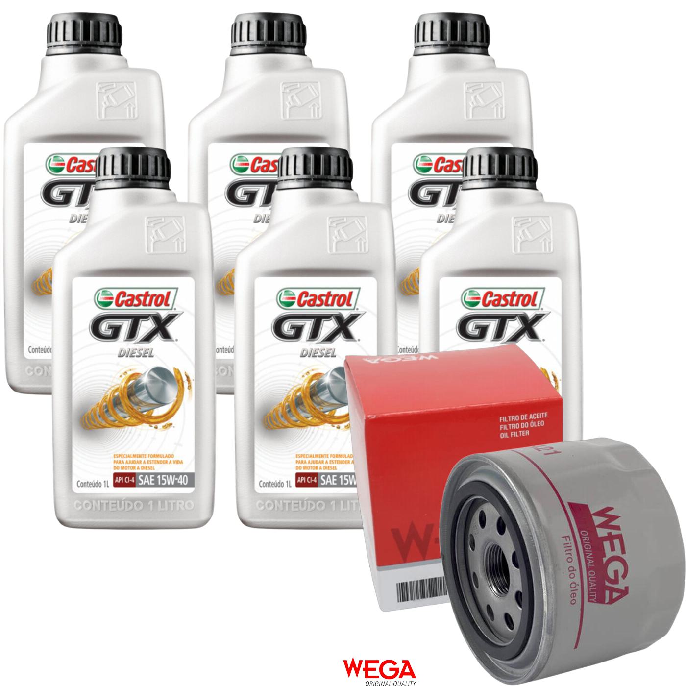 Kit Filtro e 6L Óleo Motor 15W40 GTX - Castrol / Wega - 3394863 / WO-421 - (1)