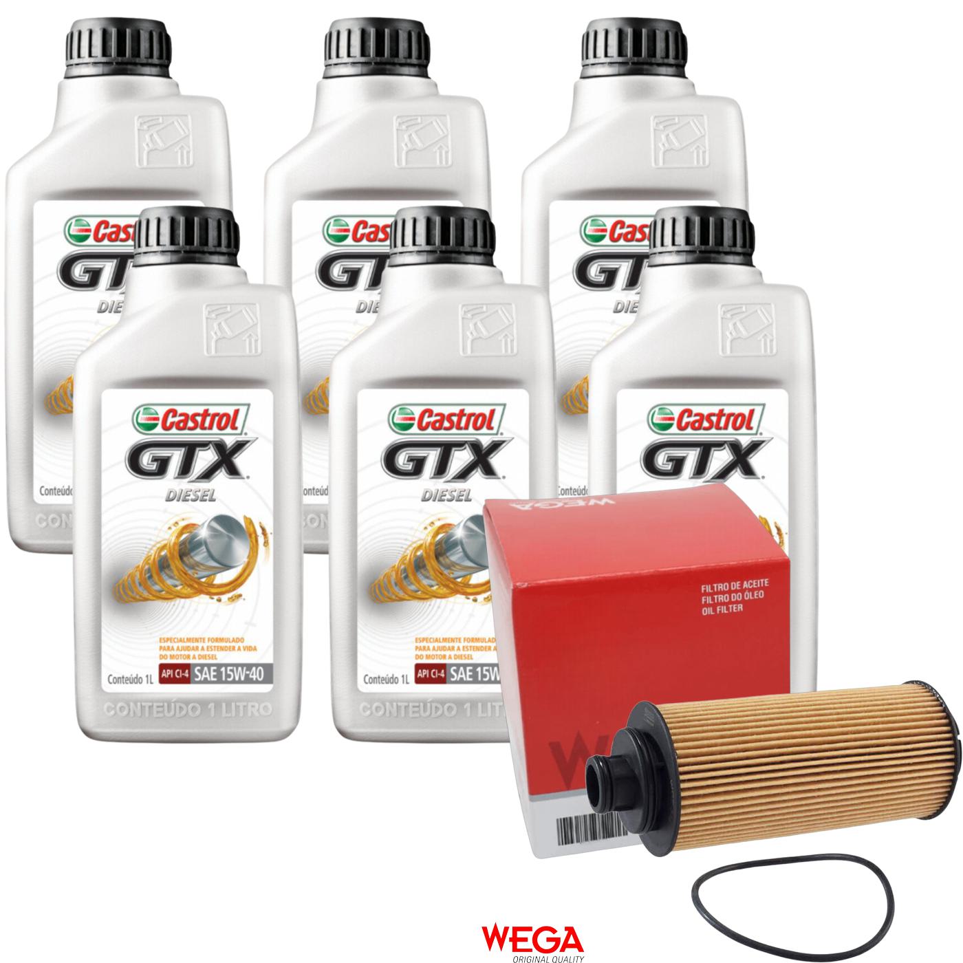 Kit Filtro e 6L Óleo Motor 15W40 GTX - Castrol / Wega - 3394863 / WOE-314 - (1)