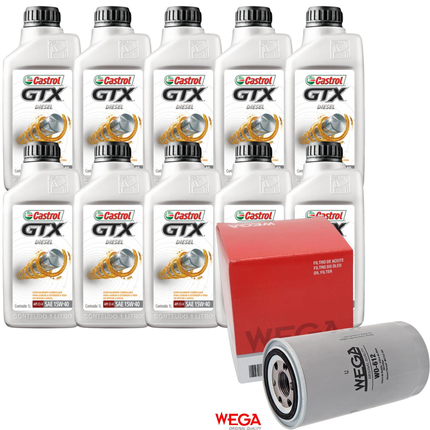 Kit Filtro e 10L Óleo Motor 15W40 GTX - Castrol / Wega - 3394863 / WO-612 - (1)