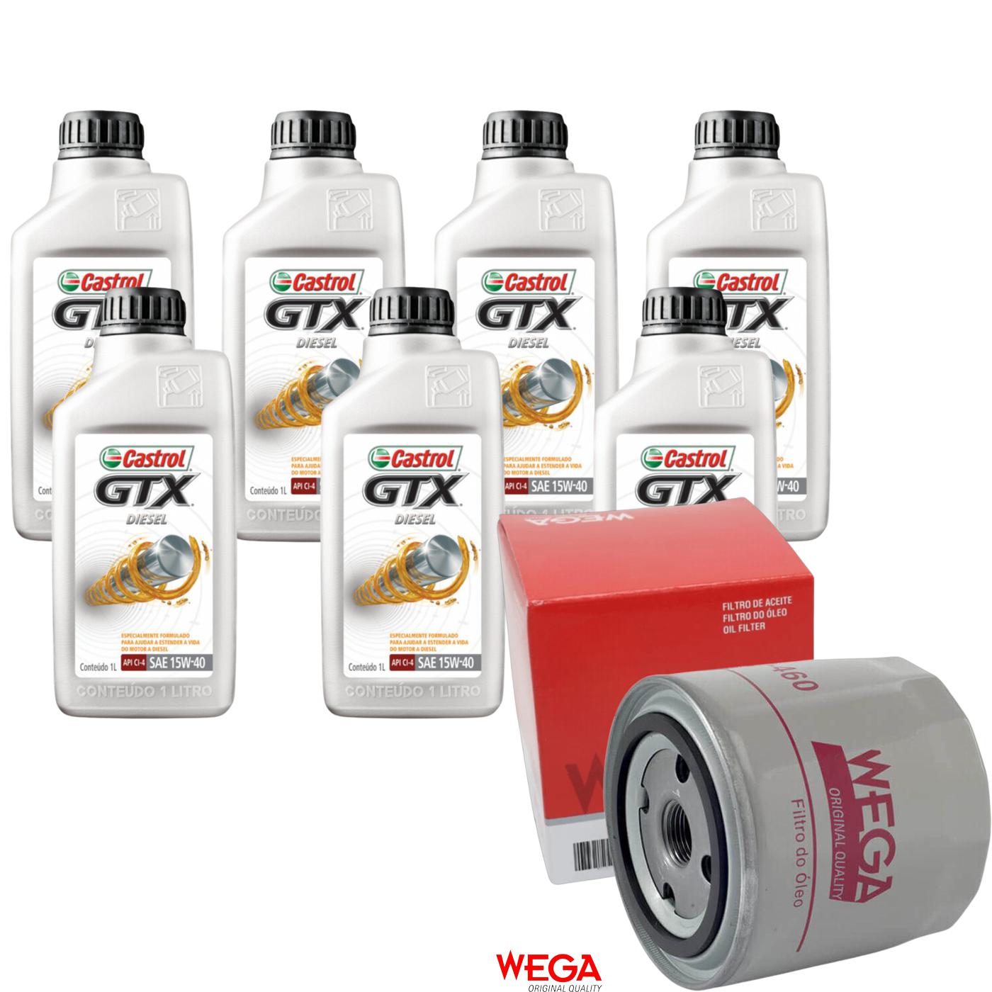 Kit Filtro e 7L Óleo Motor 15W40 GTX - Castrol / Wega - 3394863 / WO-460 - (1)