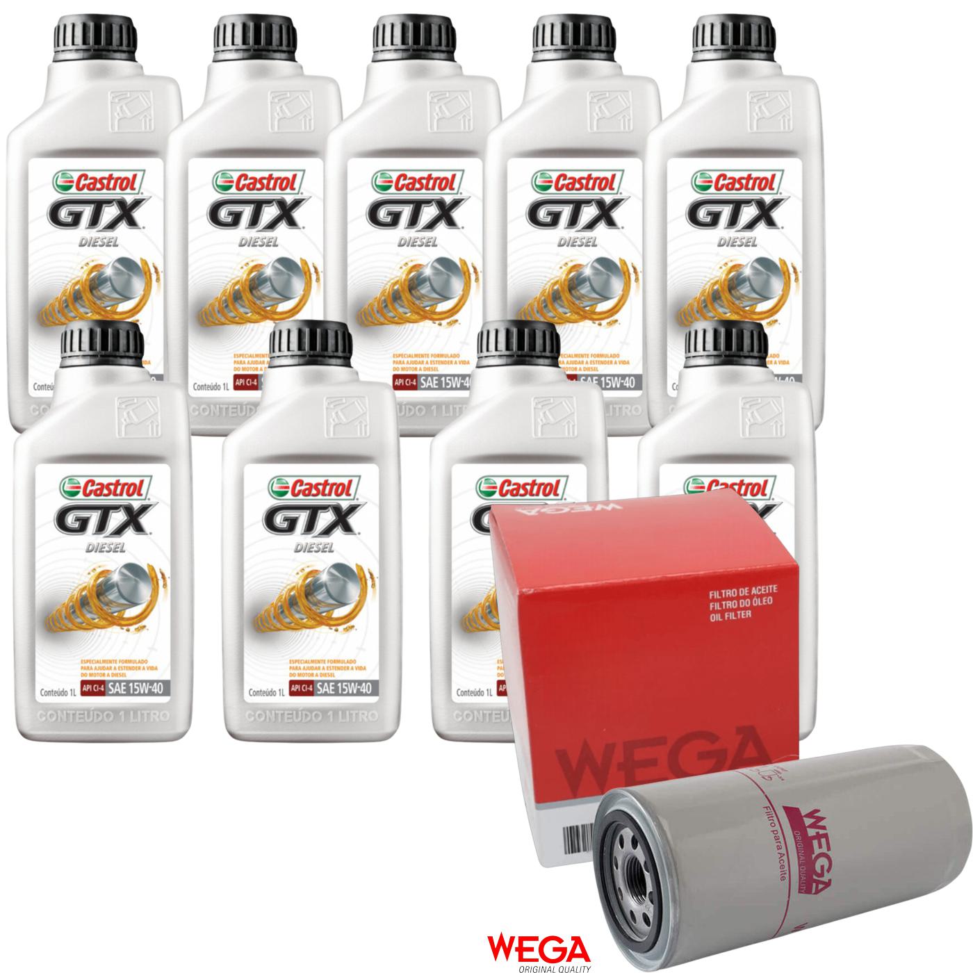 Kit Filtro e 9L Óleo Motor 15W40 GTX - Castrol / Wega - 3394863 / WO-480 - (1)