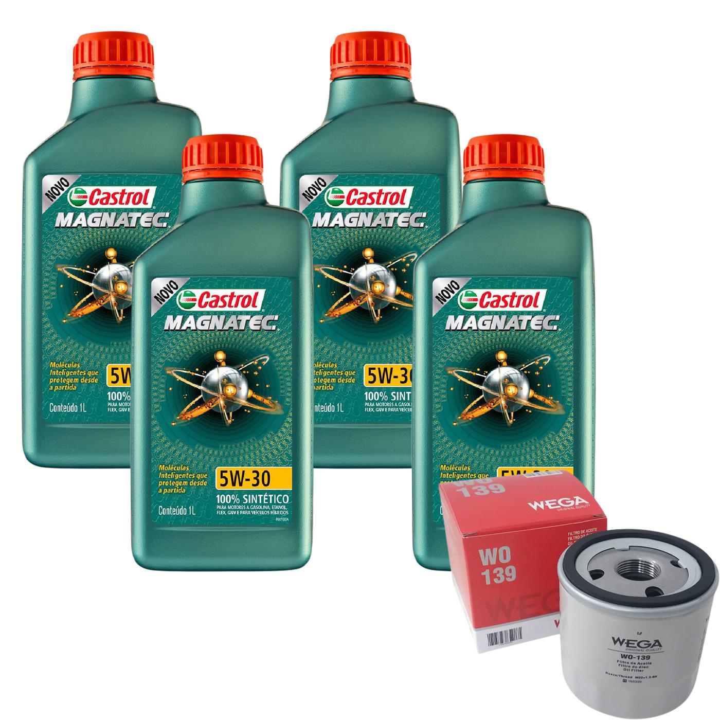 Kit Filtro e 4L Óleo Motor 5W30 Magnatec - Castrol / Wega - 3434565 / WO-139 - (1)
