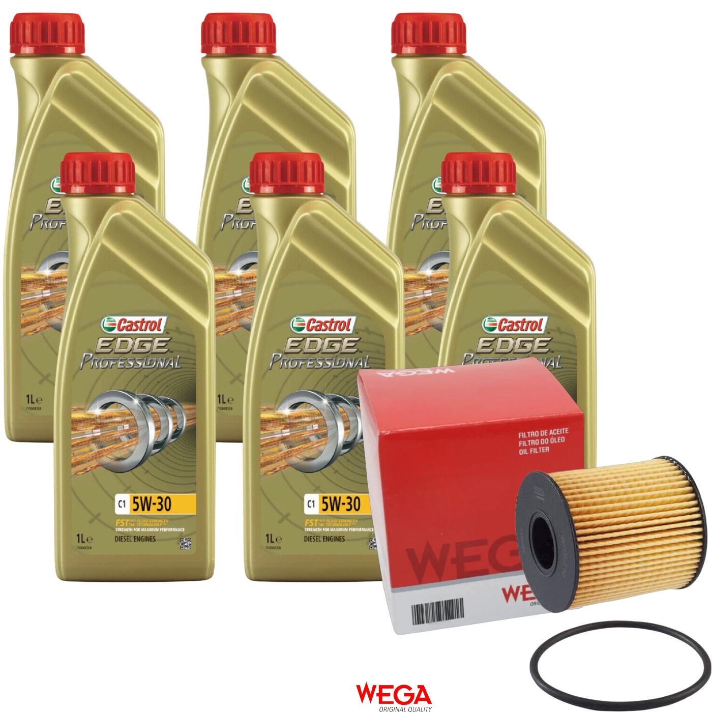 Kit Filtro e 6L Óleo Motor 5W30 Edge - Castrol / Wega - 3435580 / WOE-710 - (1)